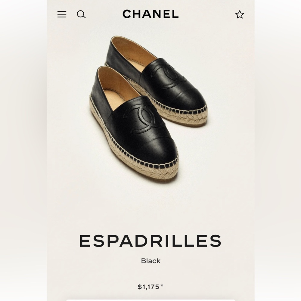 Chanel Black Leather Espadrilles Size 41